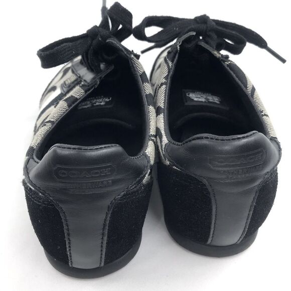 Coach JOSS Black Suede Gray Signature Monogram Canvas Lace Up Casual Sneakers - Picture 10 of 15